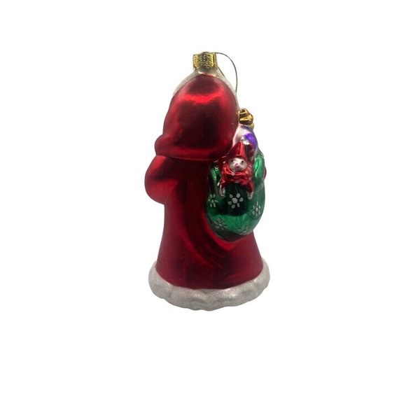 Vintage Handpainted Brass Key Handpainted Glass Santa Claus Lantern Toy Bag - Picture 2 of 3